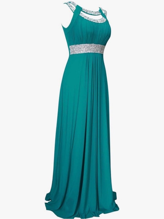 Dresses & Skirts - Coco Teal Embellished Waist Evening Gown